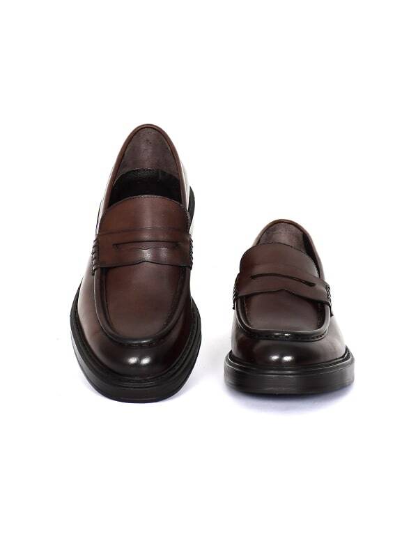 Hakiki Antik Deri EVA Taban Loafer Model Erkek Ayakkabı - Tuna 3948 - 4